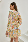 Elysia Yellow Floral Long Sleeve Mini Dress