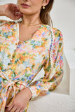 Elysia Yellow Floral Long Sleeve Mini Dress