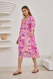 Helena Pink Abstract Shells Midi Dress