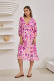 Helena Pink Abstract Shells Midi Dress