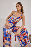 Cordelia Blue Abstract Patchwork Jumpsuit