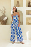 Nysa Blue Geo Tile Jumpsuit