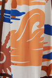 Tropicana Blue Orange Abstract Contrast Maxi Dress