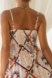 Kalani Brown Abstract Tile Flared Maxi Dress