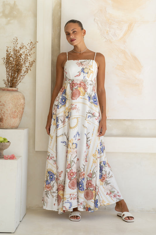 Melina Multicolour Floral Flared Maxi Dress