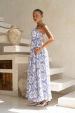 Delilah Blue Floral Flared Maxi Dress