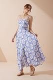 Delilah Blue Floral Flared Maxi Dress