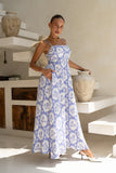 Delilah Blue Floral Flared Maxi Dress