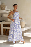 Delilah Blue Floral Flared Maxi Dress