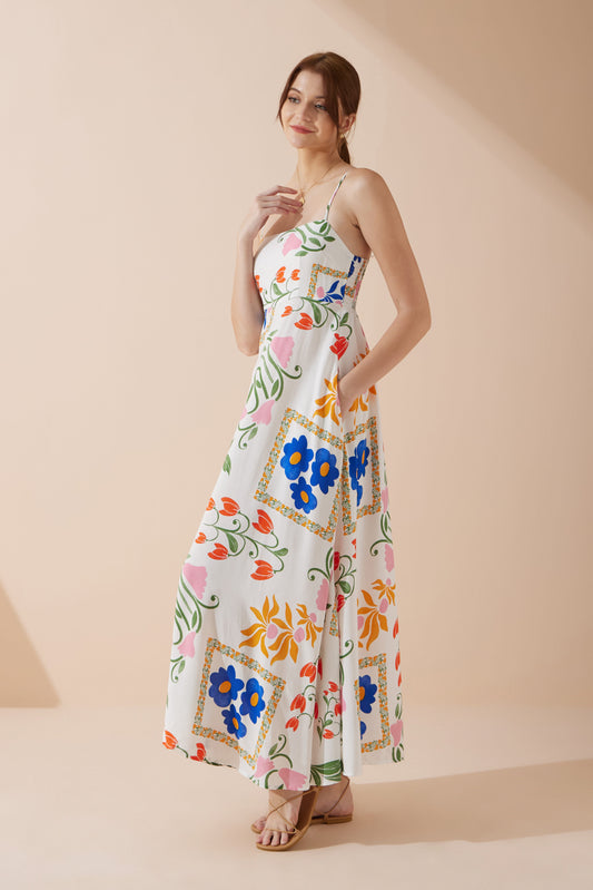 Calantha Multicolour Floral Flared Maxi Dress