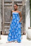 Myrrah Blue Floral Flared Maxi Dress