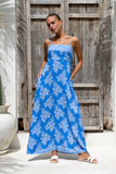 Myrrah Blue Floral Flared Maxi Dress