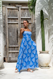 Myrrah Blue Floral Flared Maxi Dress