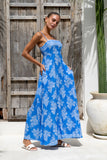 Myrrah Blue Floral Flared Maxi Dress