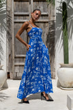 Lunaria Blue Floral Flared Maxi Dress