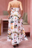 Aeliana Multicolour Tropical Flared Maxi Dress