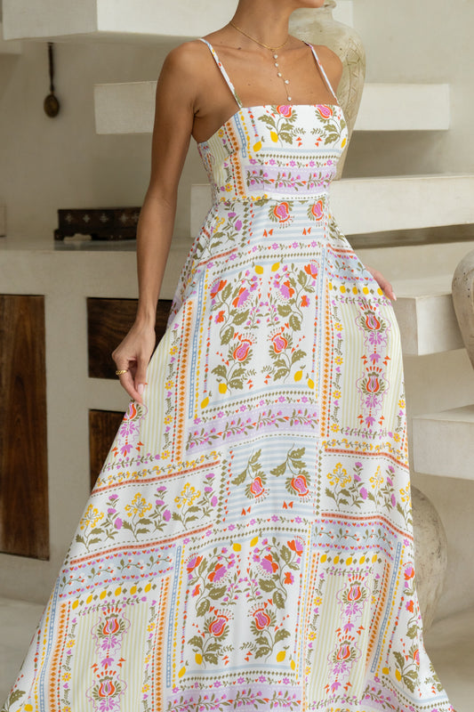 Amelina Multicolour Floral Flared Maxi Dress