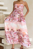 Isla Pink Tropical Flared Maxi Dress