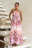 Isla Pink Tropical Flared Maxi Dress