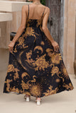 Estella Black Abstract Floral Flared Maxi Dress