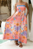 Serafina Pink Blue Boho Flared Maxi Dress