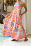 Serafina Pink Blue Boho Flared Maxi Dress