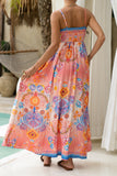 Serafina Pink Blue Boho Flared Maxi Dress