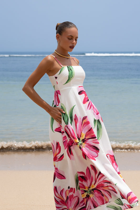 Gracie Pink Floral Maxi Dress