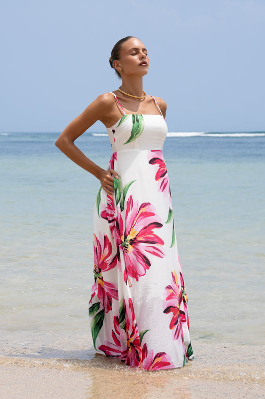 Gracie Pink Floral Maxi Dress