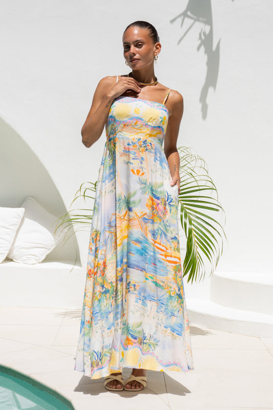 Solmar Multicolour Abstract Flared Maxi Dress