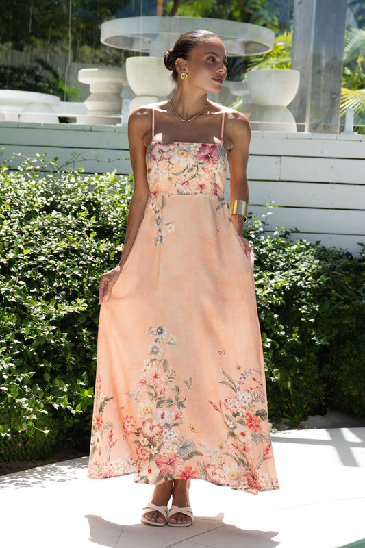 Charlotte Pink Floral Flared Maxi Dress