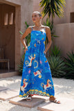 Philippa Blue Abstract Flared Maxi Dress