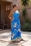 Philippa Blue Abstract Flared Maxi Dress