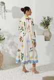 Kaida Ivory Abstract Belted Midi Dress