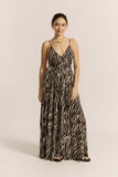 Zuri Black Zebra Abstract Maxi Dress