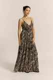 Zuri Black Zebra Abstract Maxi Dress