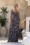 Zuri Black Zebra Abstract Maxi Dress