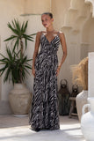 Zuri Black Zebra Abstract Maxi Dress