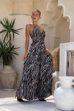 Zuri Black Zebra Abstract Maxi Dress