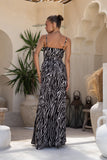 Zuri Black Zebra Abstract Maxi Dress