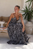 Zuri Black Zebra Abstract Maxi Dress