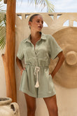 Ines Sage Green Collared Playsuit