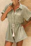 Ines Sage Green Collared Playsuit