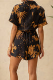 Estella Black Abstract Floral Playsuit