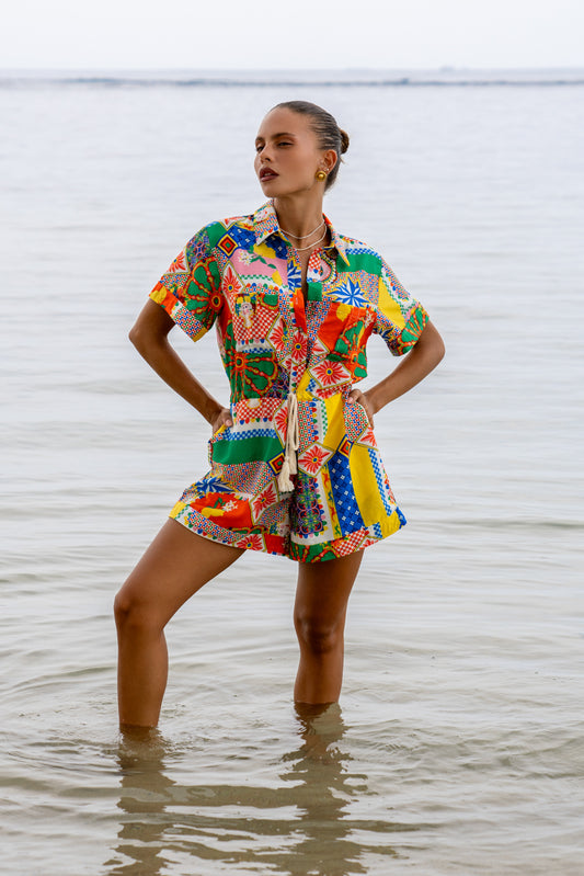 Allegra Multicolour Patchwork Playsuit