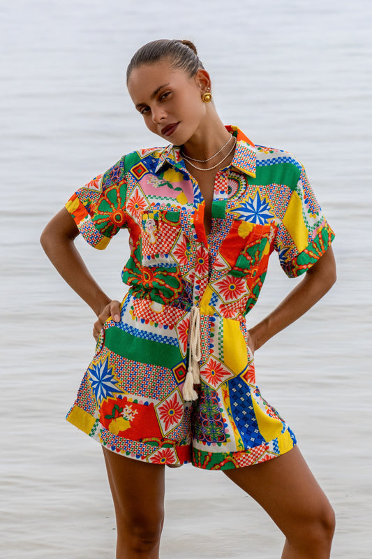 Allegra Multicolour Patchwork Playsuit