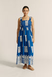 Selina Blue Abstract Square Neck Maxi Dress