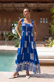 Selina Blue Abstract Square Neck Maxi Dress