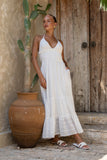 Serena White Broderie Anglais Maxi Dress