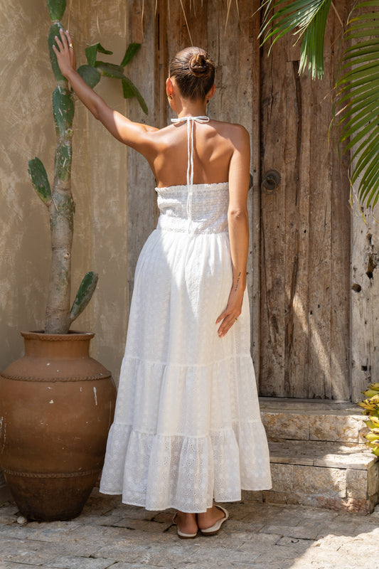 Serena White Broderie Anglaise Maxi Dress